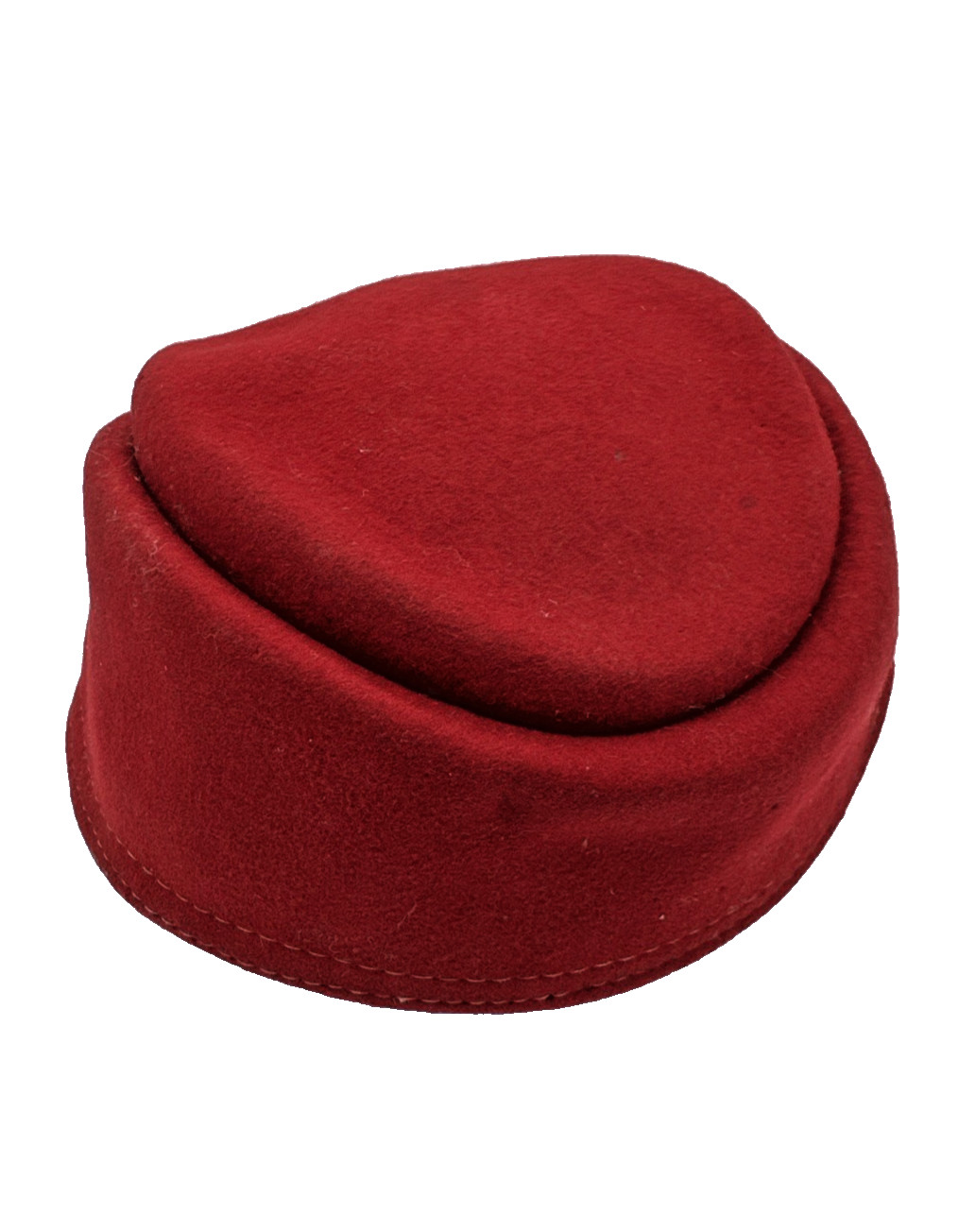 Vintage Merrimac Red Wool Pillbox Hat Made USA Womens Classic Retro