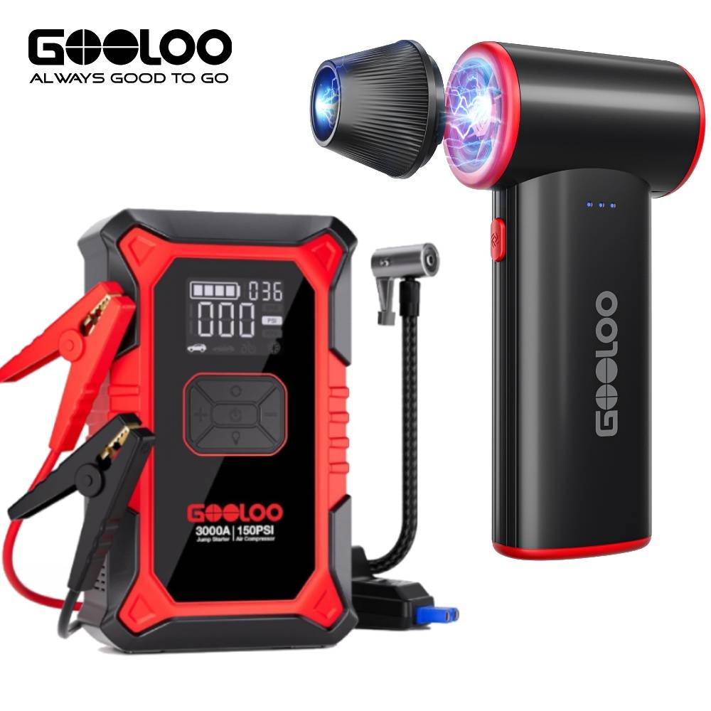 GOOLOO A3 Jump Starter with Air Compressor & F3 150000RPM Electric Air Duster