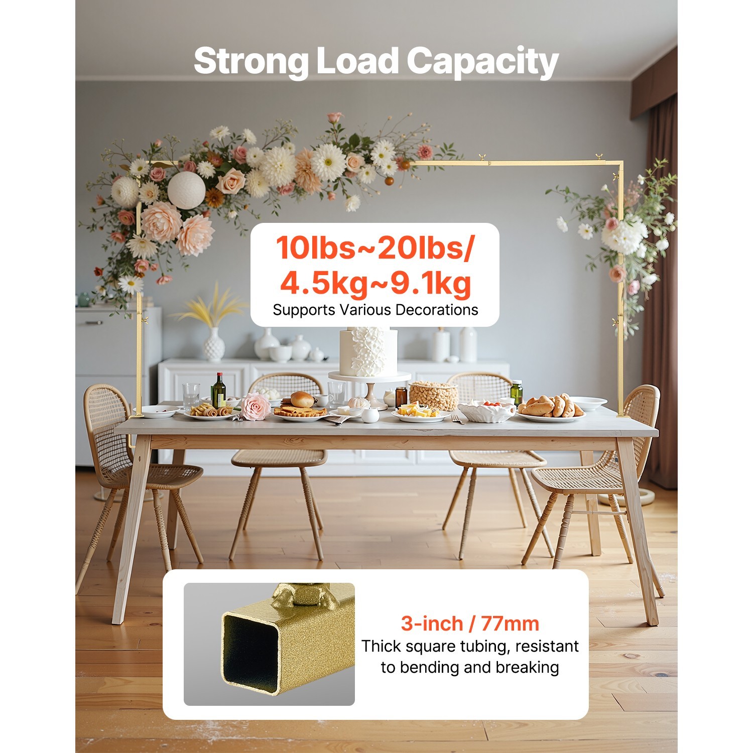 Over The Table Rod Stand Metal Arch Frame 28"-98" Adjustable Wedding Party Decor