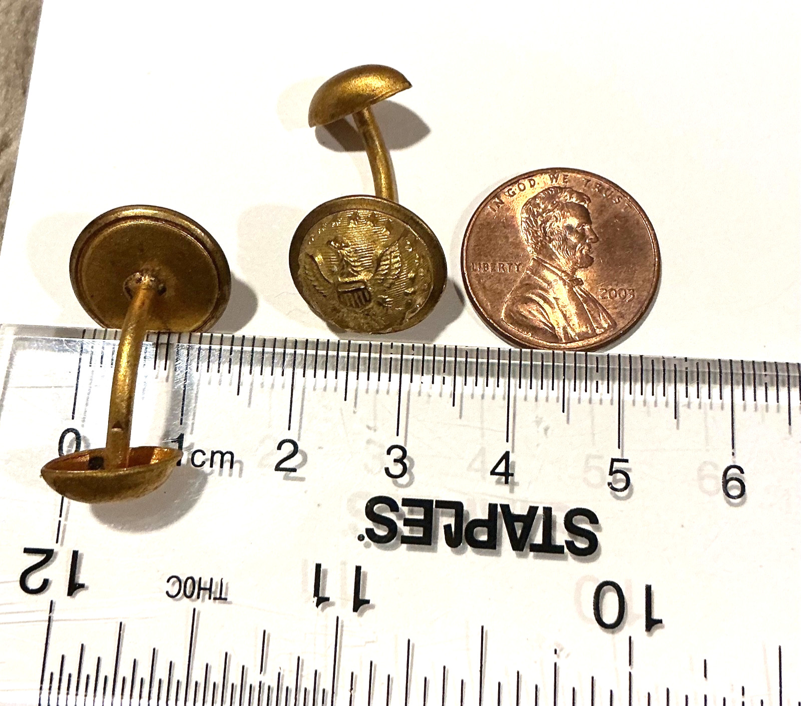 ANTIQUE MILITARY USA EAGLE BUTTON CUFFLINKS GOLD GILDED VICTORIAN CIVIL WAR ERA