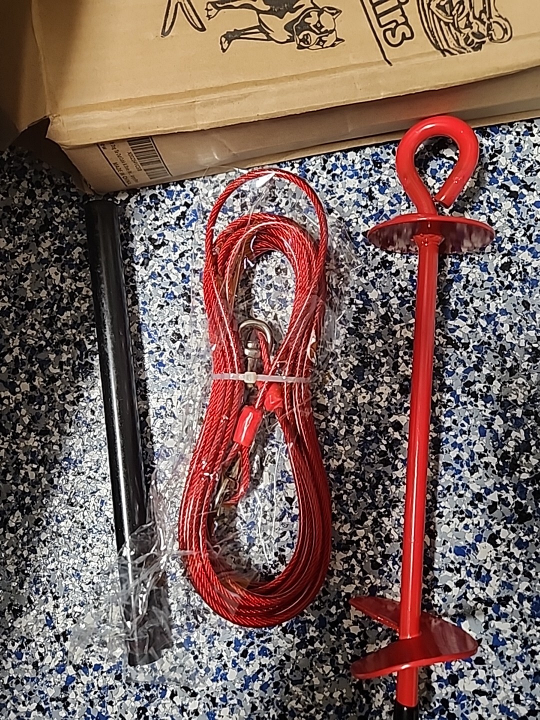 Pestairs 30 Ft Dog Tie Out Cable and Stake - Heavy Dog Yard Leash and Stake