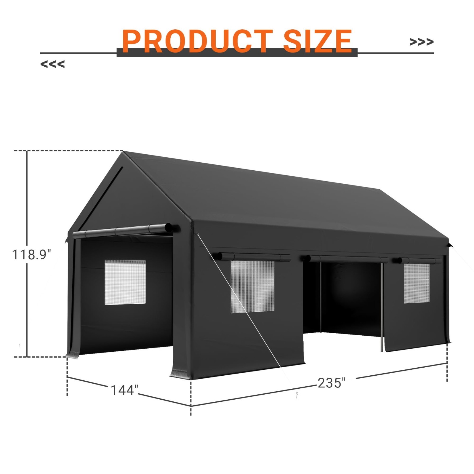12x20/13x25/20x20FT Carport Canopy Heavy Duty w/ Side Doors Outdoor Car Shelter