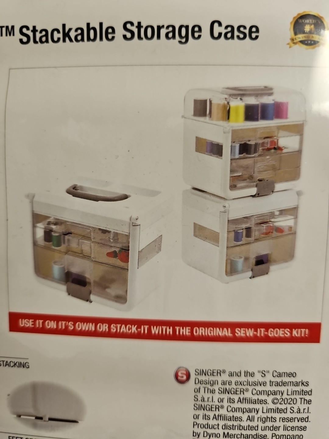 NEW SINGER Sew-It-Goes STACKABLE STORAGE CASE CLEAR WHITE SEWING QUILT FREE SHIP