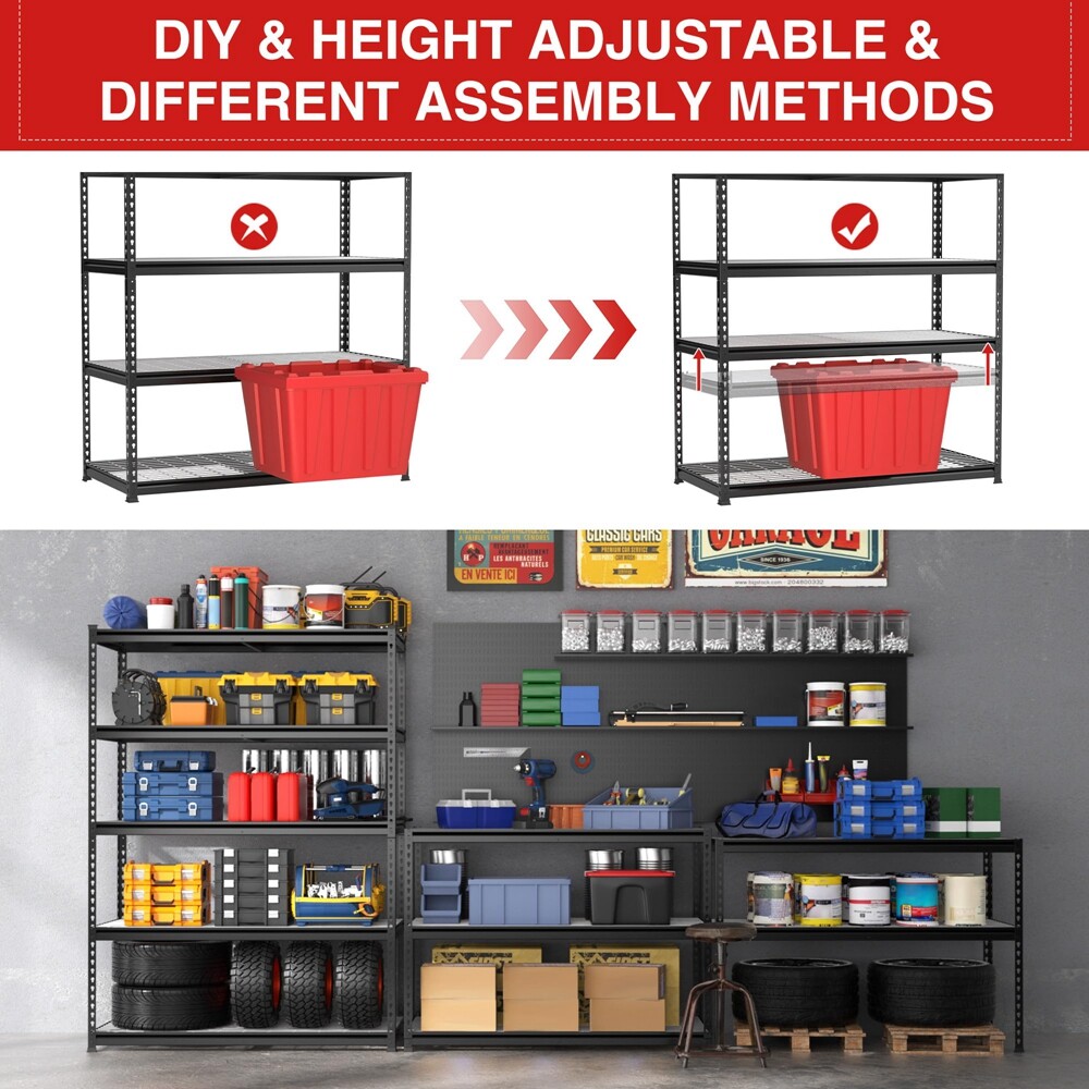 WORKPRO 5-Tiers Metal Storage Shelving Unit 48" Wx24" Dx72" H Storage Rack Shelf