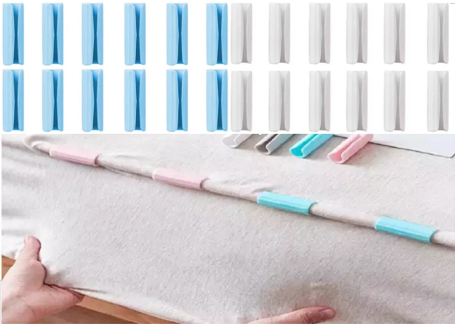24-Piece Bed Sheet Holder Clips - Plastic Grippers Fasteners to Keep Sheets Snug
