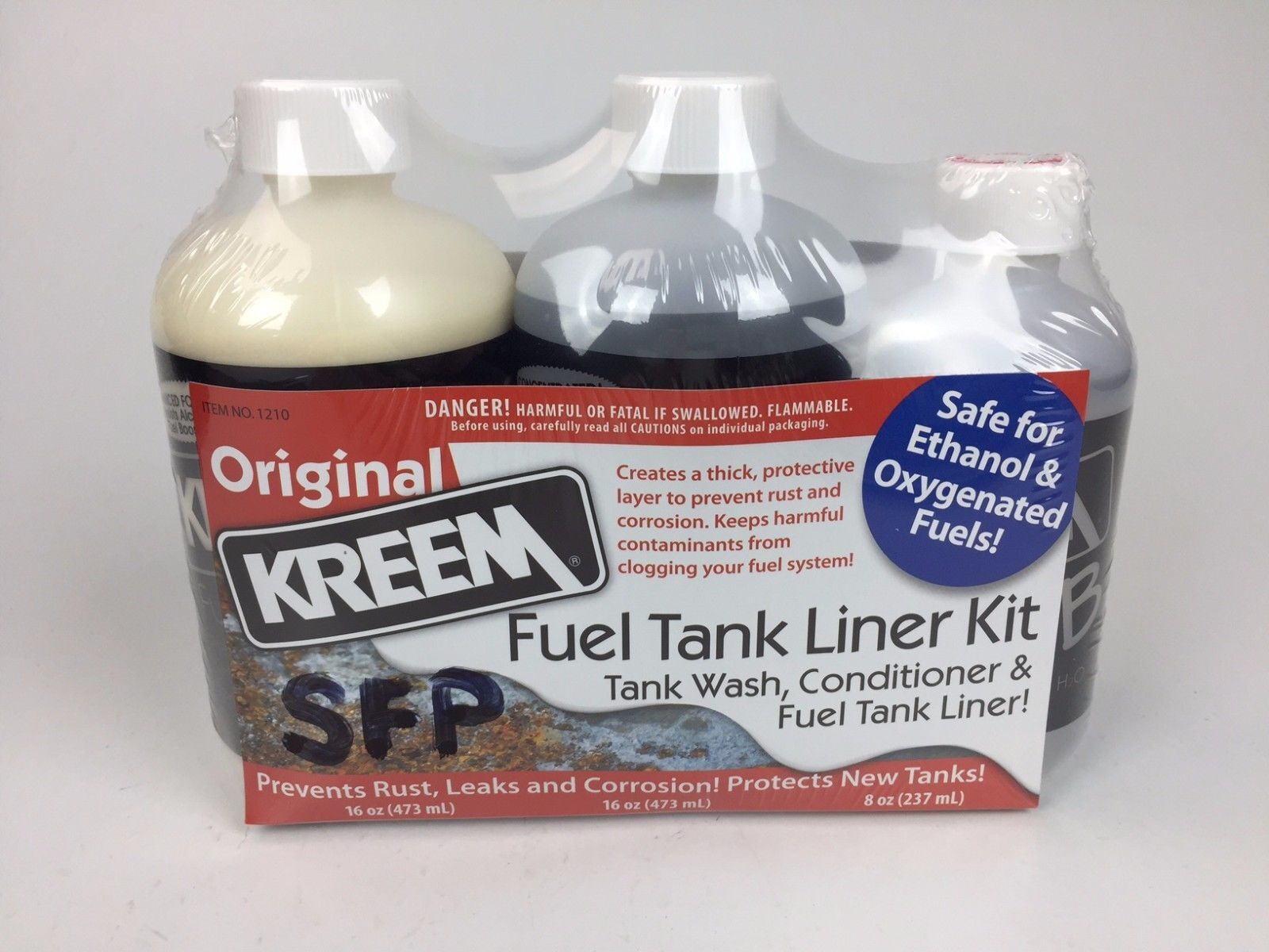 Kreem Combo Kit Gas Fuel Tank Sealer Liner Motorcycle Atv Rust Coating Prep Seal