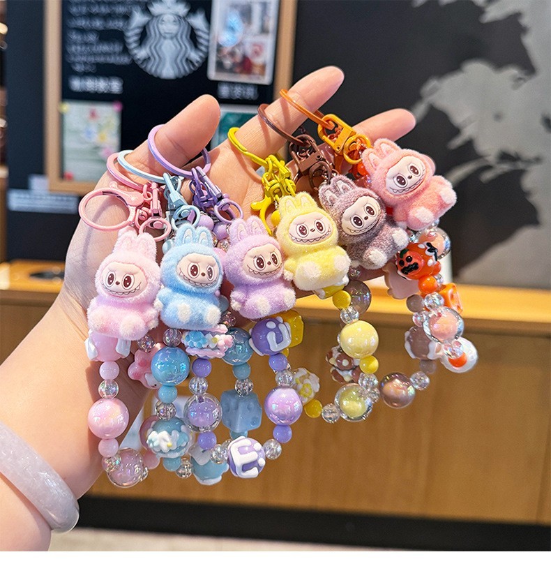 Popular Figure Keychain with String of Beads Cute Charm Doll Bag Pendant Gifts