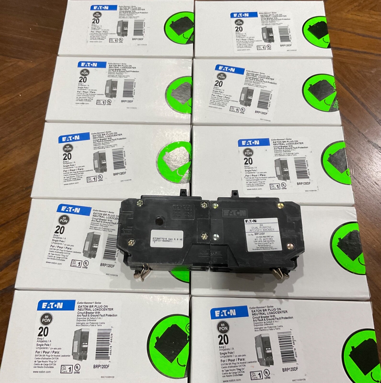 10PCS CUTLER HAMMER EATON BRP120DF 20A AFCI/GFCI PLUG ON NEUTRAL NEW IN BOX