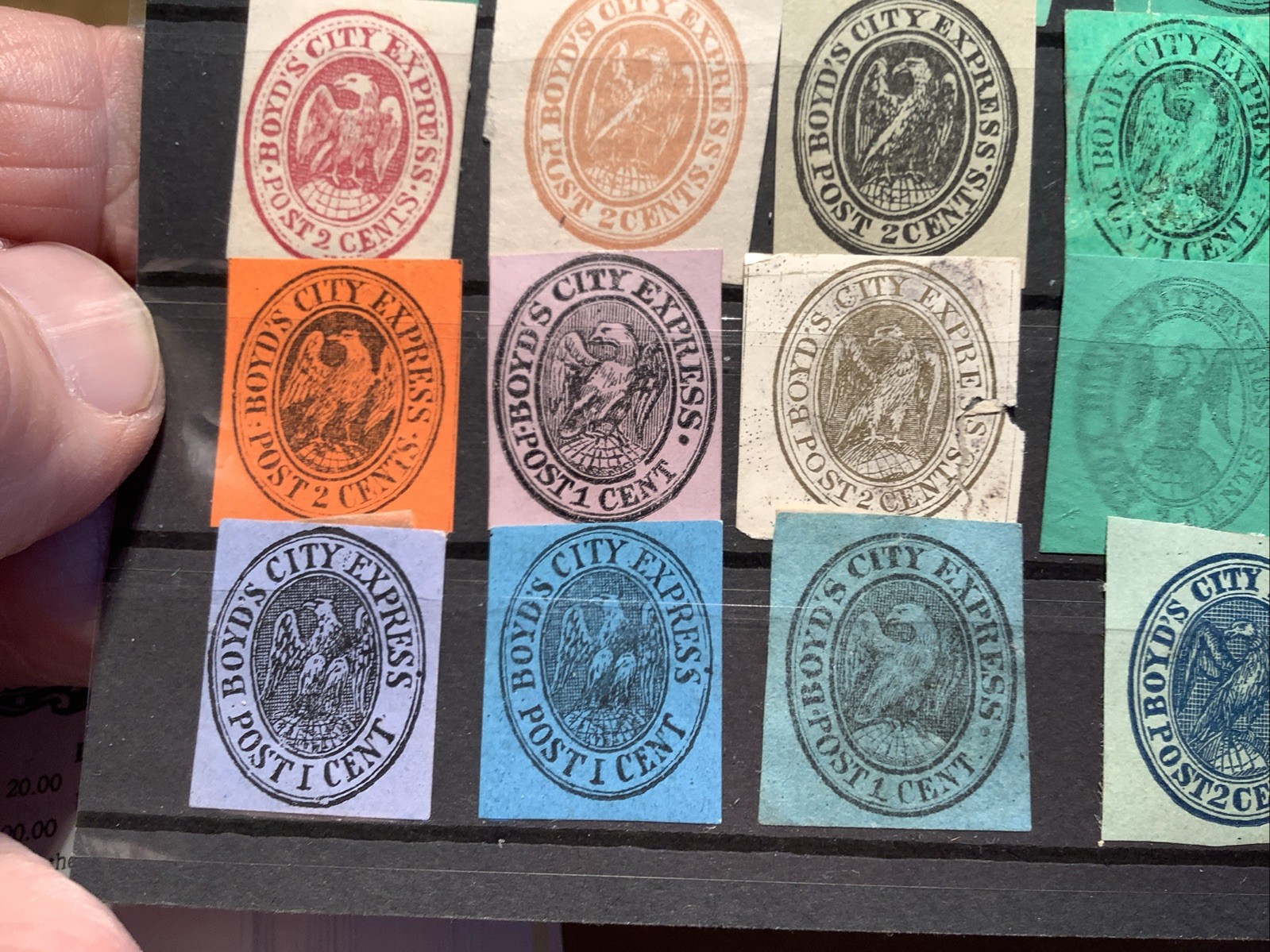 1844-1867 Collection US Local Post - BOYD’S CITY EXPRESS, Lot of 20