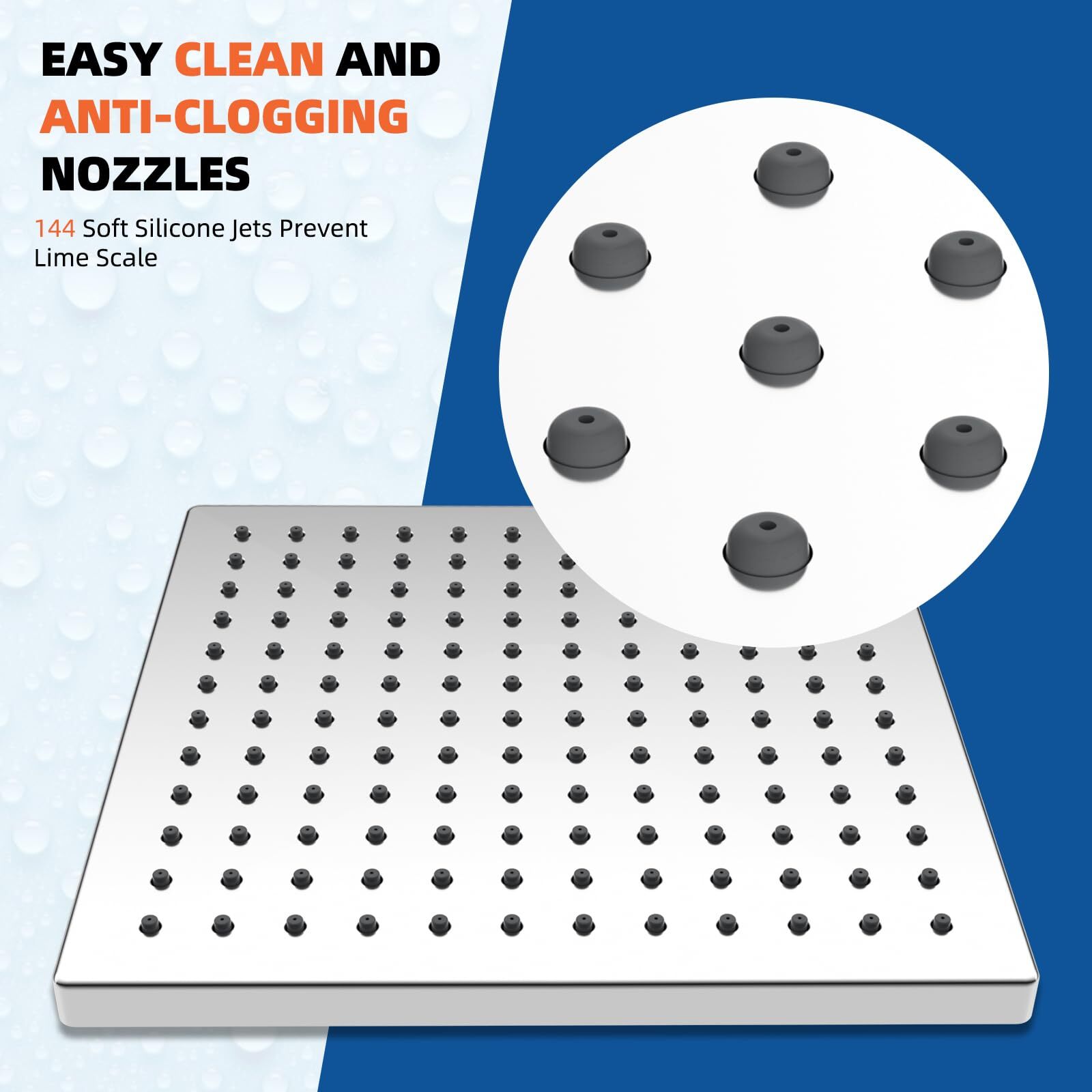 Thickness Metal Rain Shower Head,12 Inch High Pressure Square Large Shower Heads