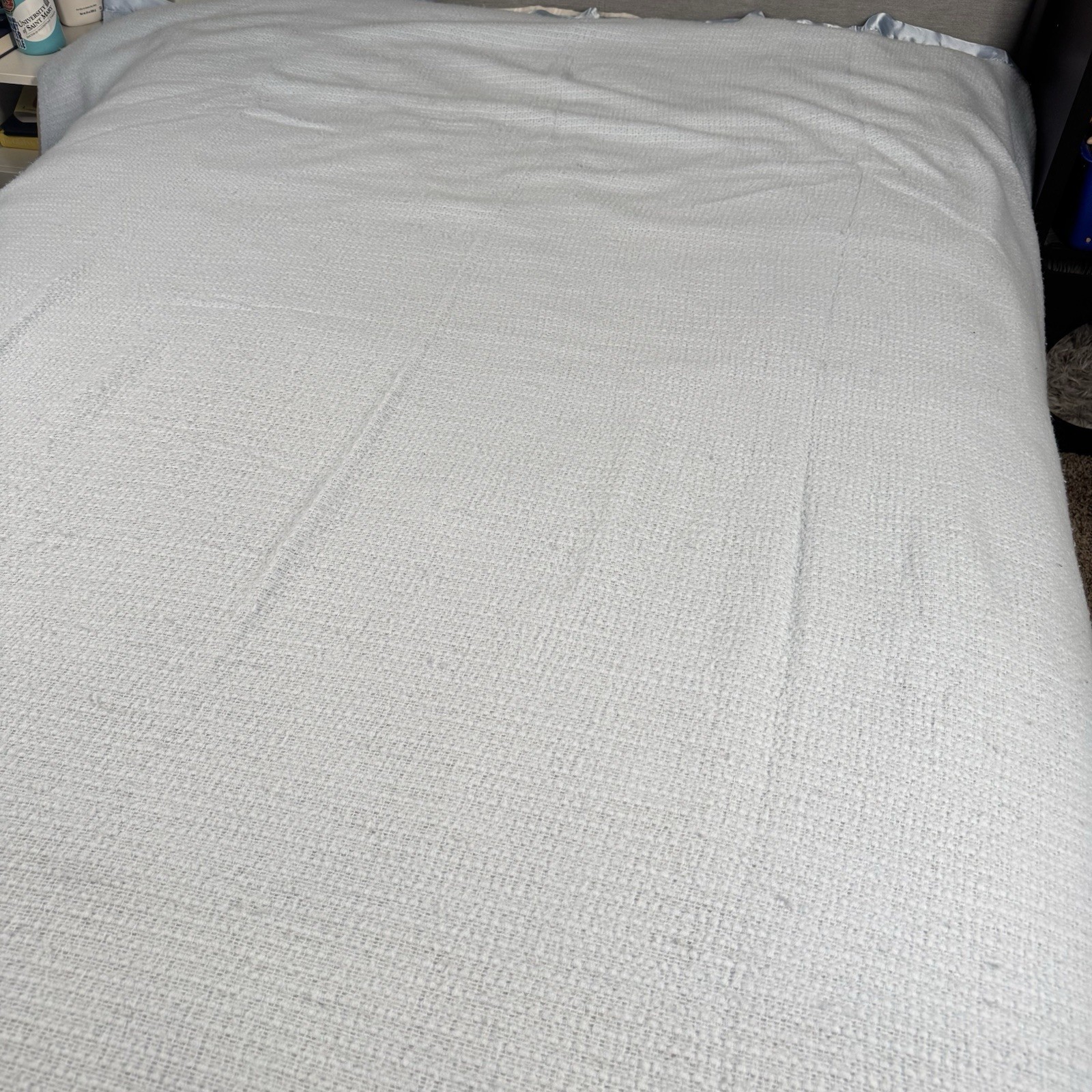 VTG Blue Blanket Thermal Waffle Weave Soft Satin Trim Cannon Mills Co 72x82