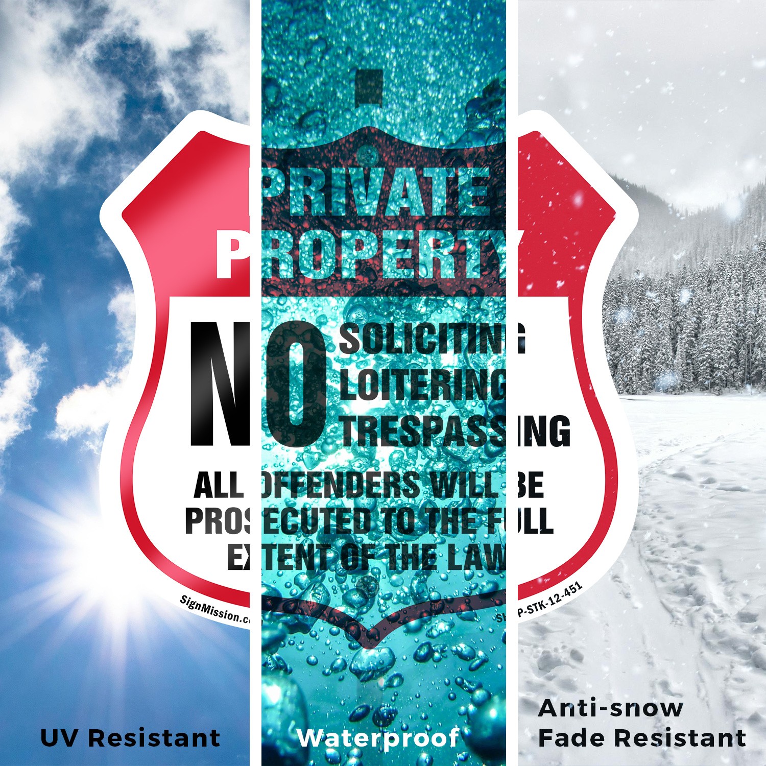Private Property Shield Sign No Soliciting Loitering Tre Shield Sign With Stake