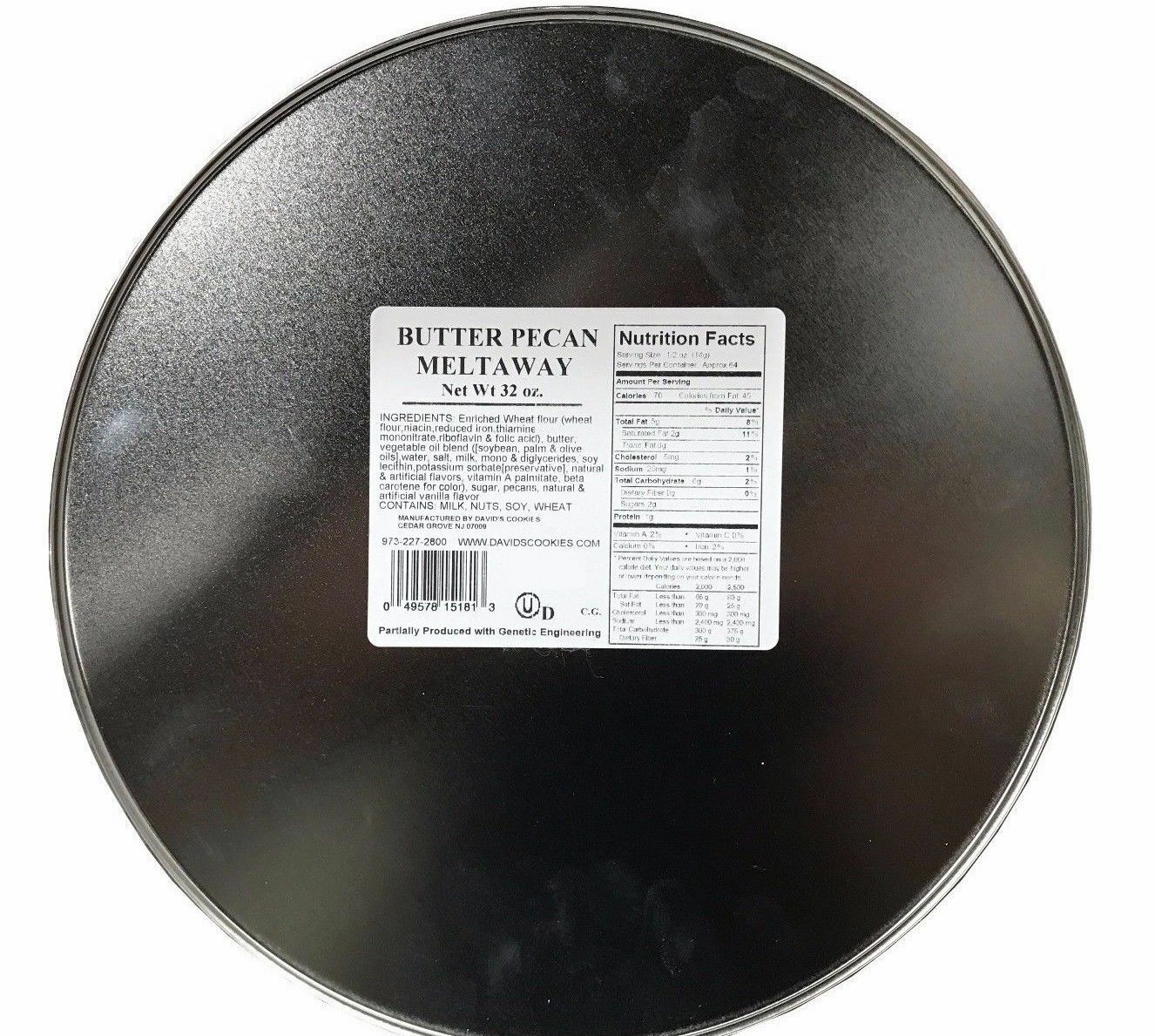 David's Cookies Butter Pecan Meltaways 32 oz