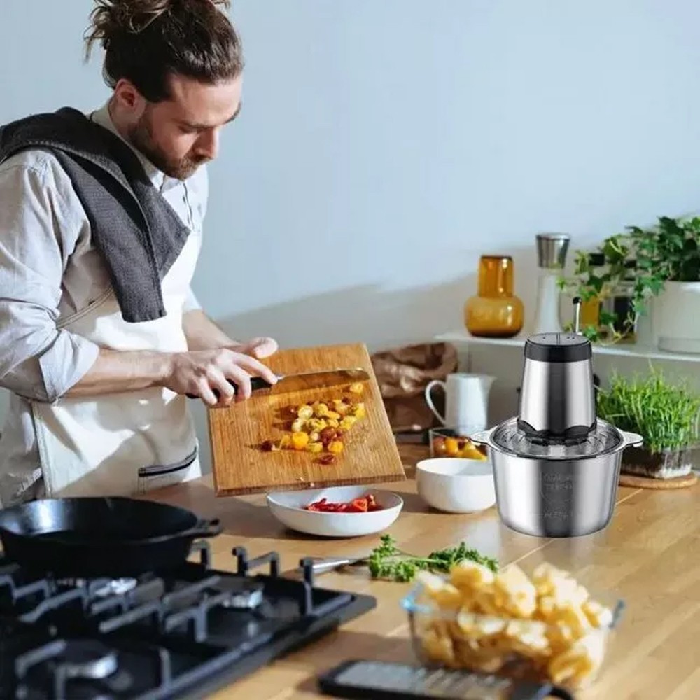 300W Electric Food Vege Chopper Food Processor Kitchen Meat Grinder Mixer 2L US