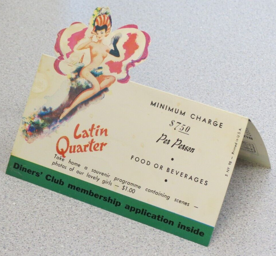 Latin Quarter New York Souvenir Program Playbill Menu Diner's Club Membership