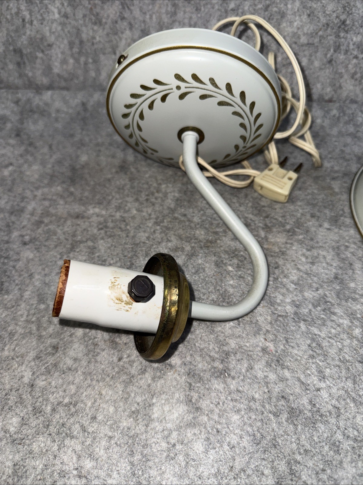 Vintage Tole Toleware Wall Sconce Hanging Metal Plug In Shade Works