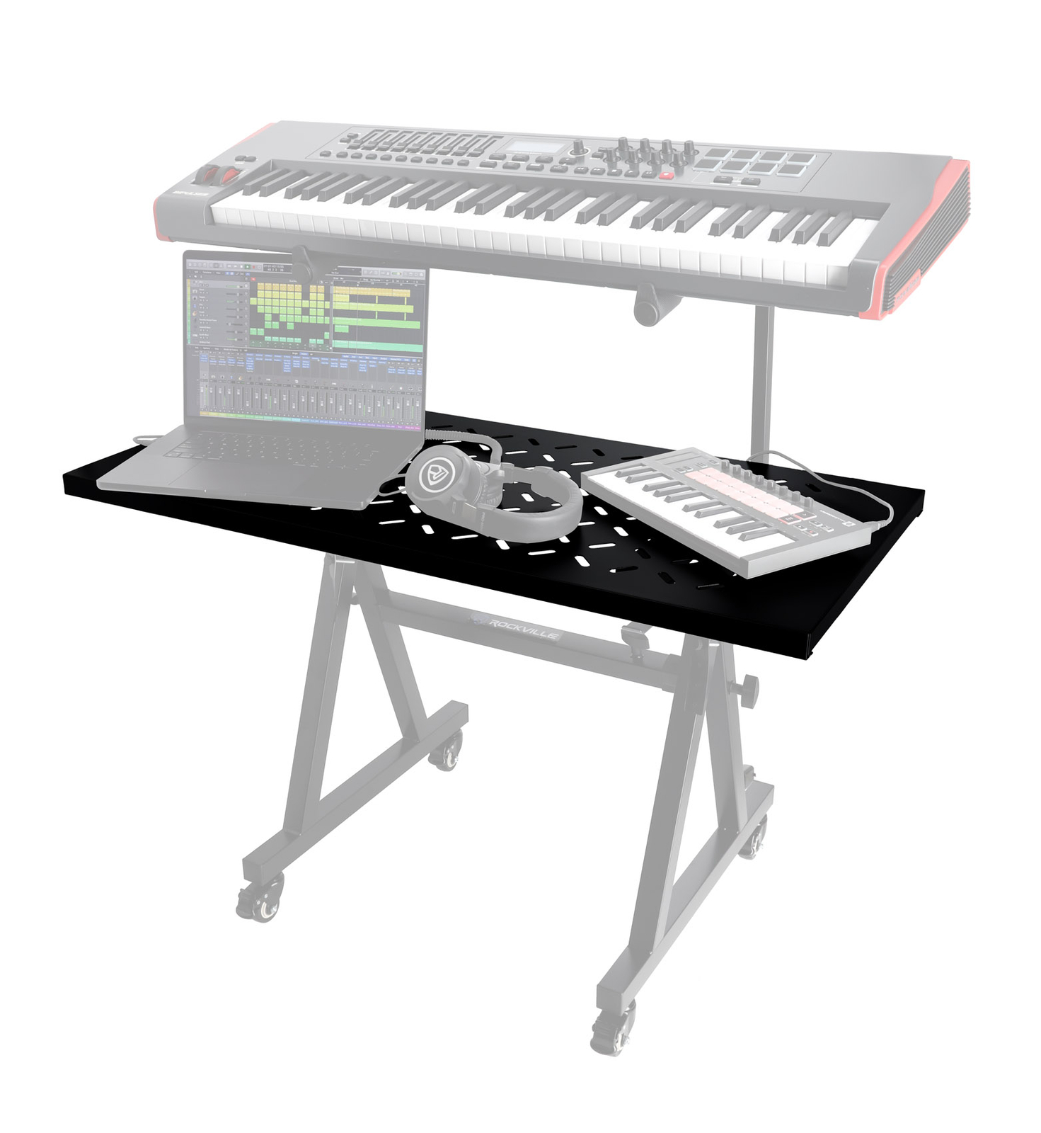 Rockville KS2 Shelf For Z-Stand or X-Stand - Turns Keyboard Stands Into DJ Table