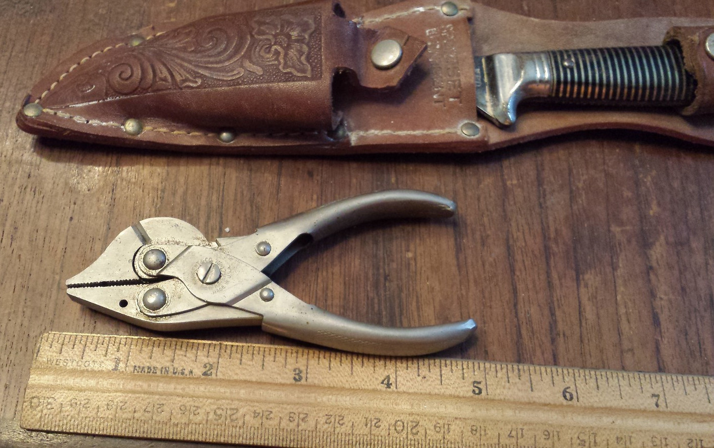 Vintage Imperial Sargent Sportset Knife & Plier Nippers Set With Leather Sheath