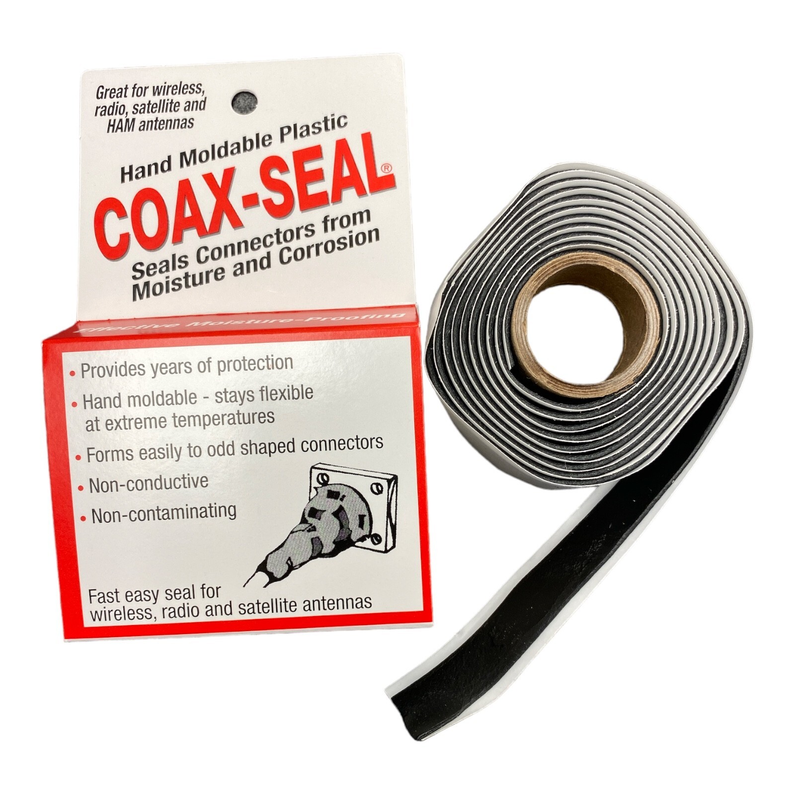 Coax Seal 104 Moldable Watertight Coaxial Cable Seal Tape - 1/2" x 60" - 3 Pack