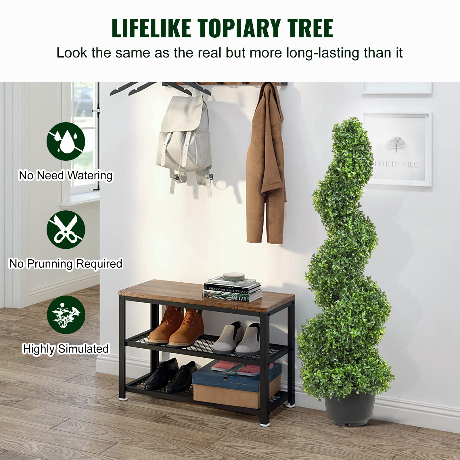2 Pack 3' Artificial Boxwood Spiral Topiary Tree UV Home Decor Indoor Outdoor