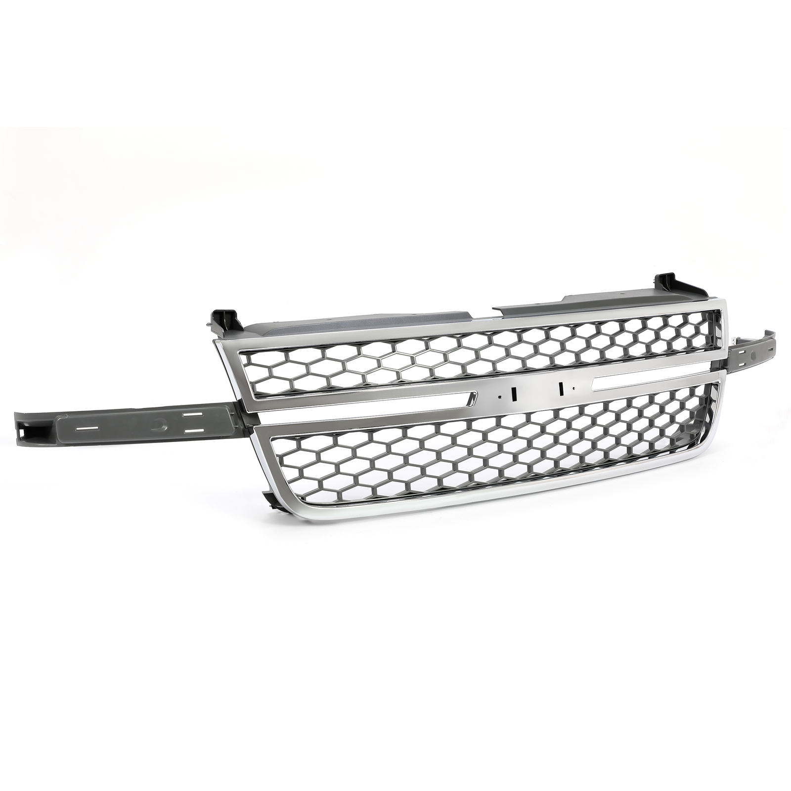 Honeycomb Grille for 03-07 Silverado 1500 2500 3500 Pickup Chrome & Gray