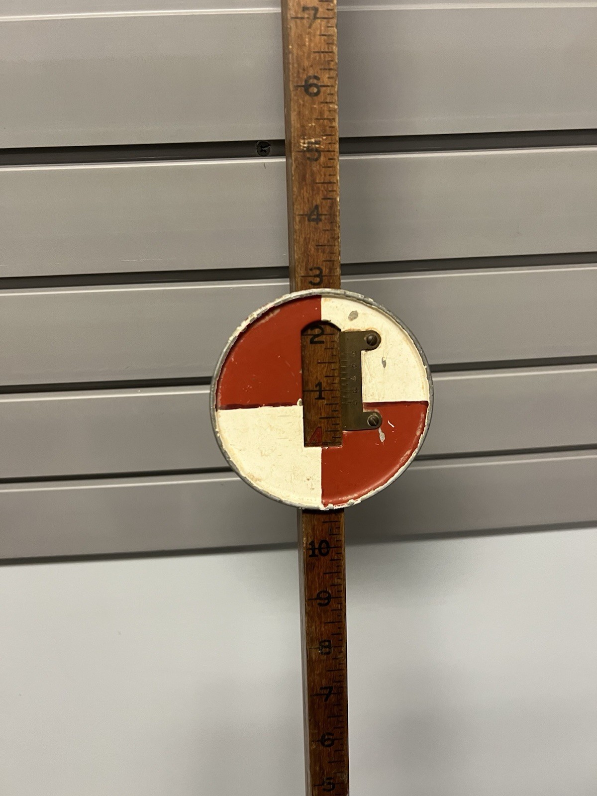 Vintage 10 Ft WOOD MEASURING STICK grade rod rule surveying story pole wall art