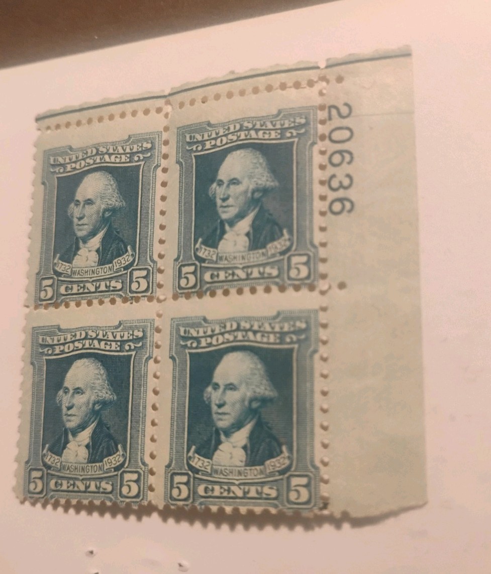 US 1932 GEORGE WASHINGTON 5C S 710 BLOCK OF 4 w #s MNH