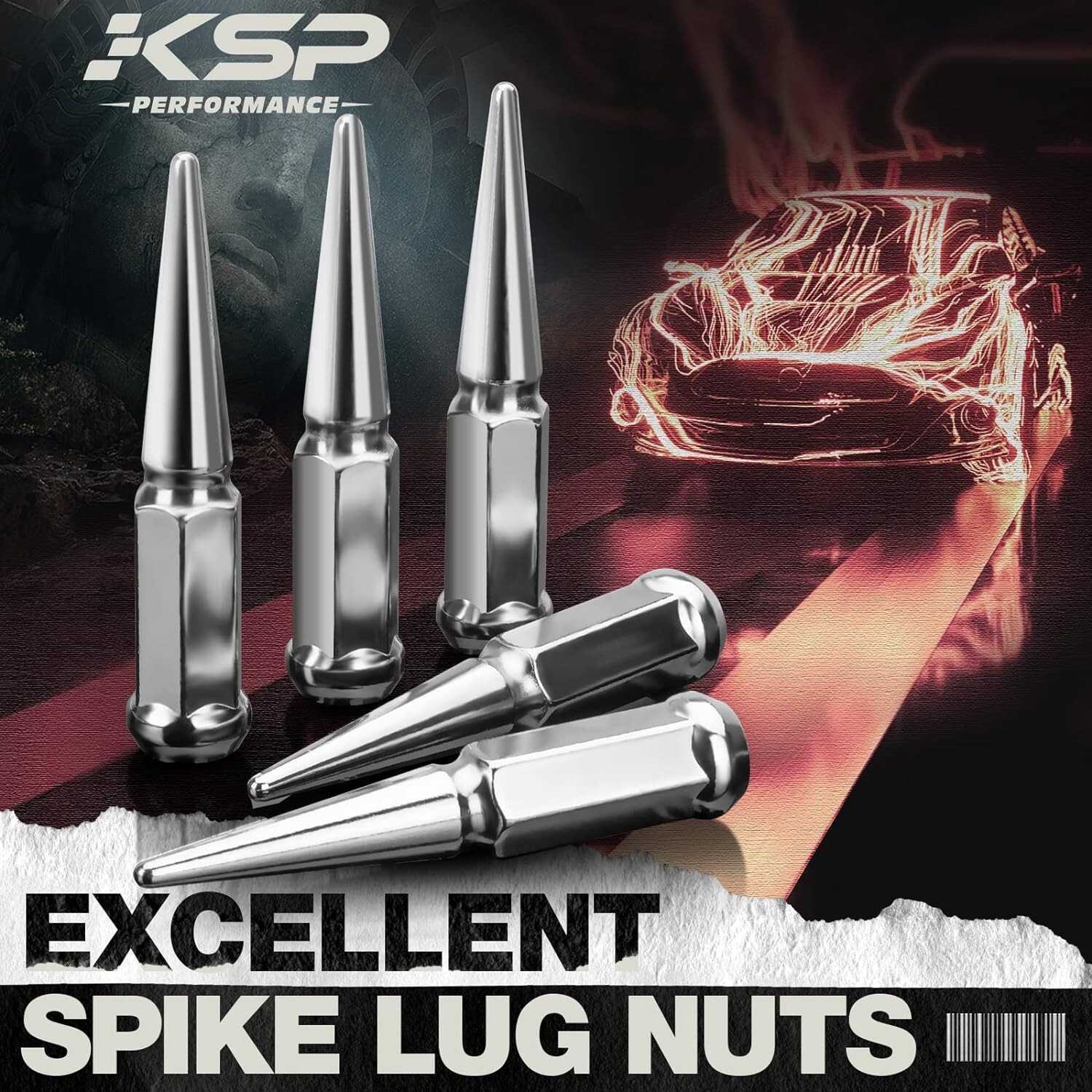 32PCS Chrome Spike Lug Nuts 9/16'' + Key Fit Dodge RAM 1500 2500 3500 F250 F350