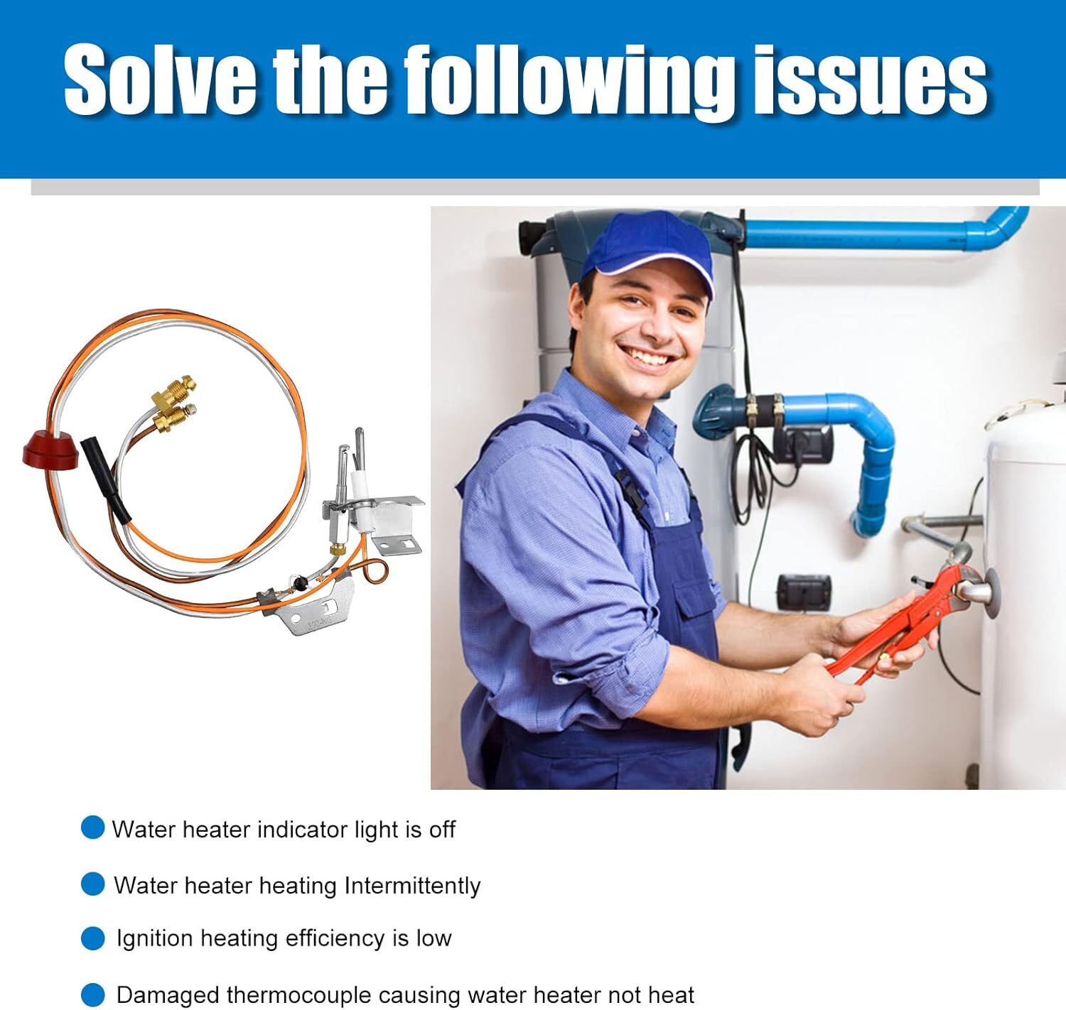 Pilot Assembly Replacement for Natural Gas Water Heater - Compatible & Warranty