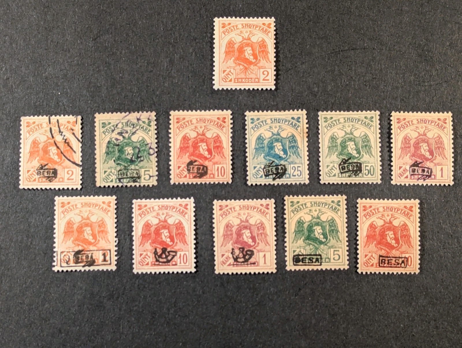 ALBANIA 1920-21 OVERPRINTS - Lot Of 12 Different - 10 MHOG - 2 Used + #129