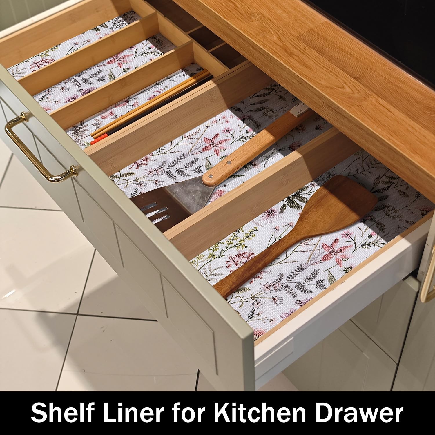 Leaf Floral Shelf Liners Non Adhesive and Strong Non-Slip Shelf and Drawer Li...