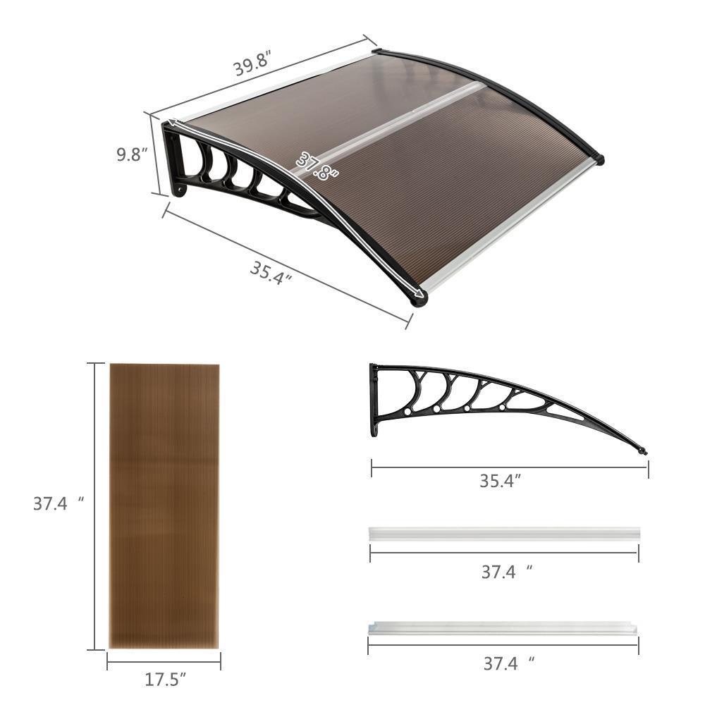 DIY 40"x40" Window Awning Door Canopy Polycarbonate Outdoor