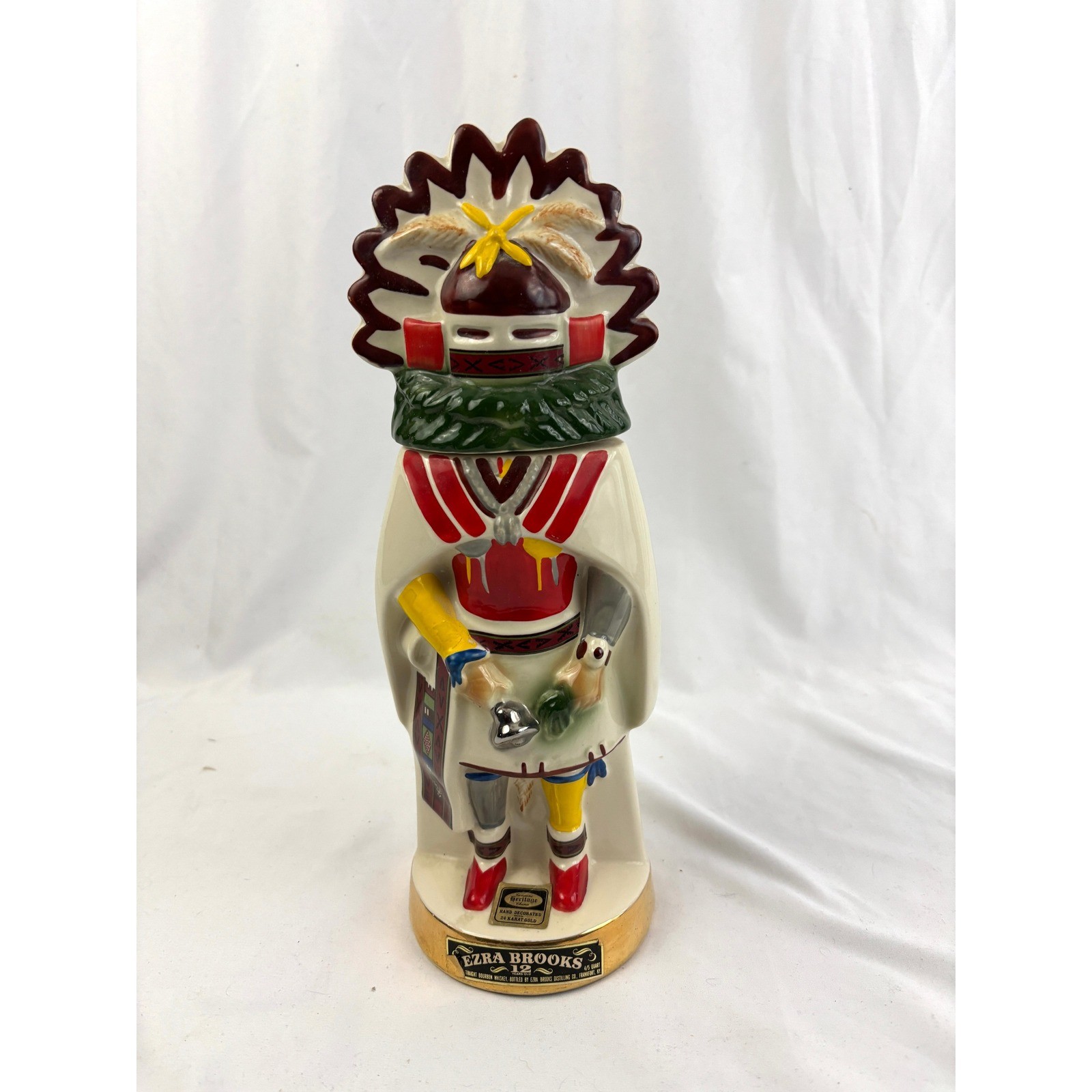 Vintage Ezra Brooks Kachina Decanter Native American Figure 13.5" Empty 1970s