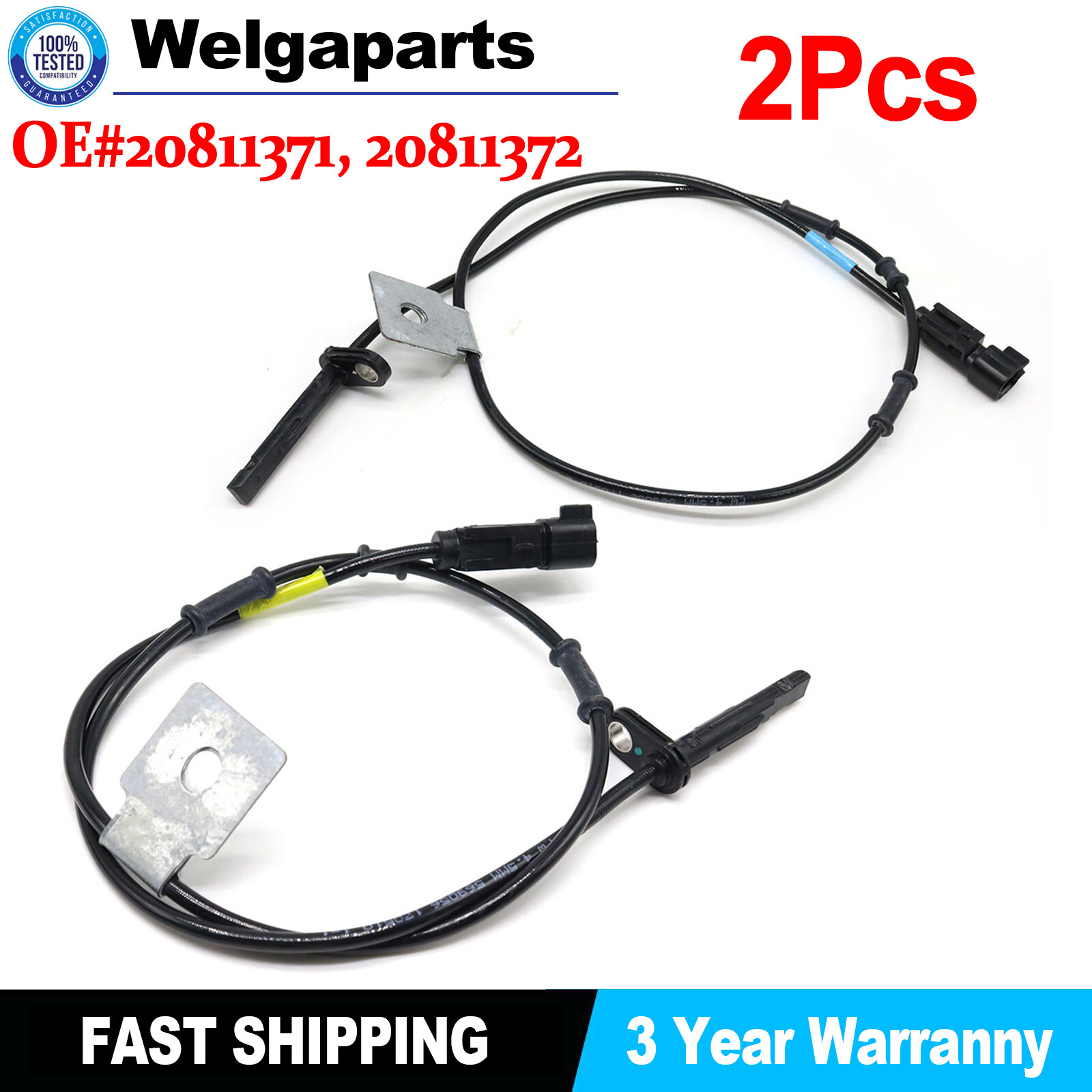 ABS Speed Sensor Set For 2010-17 Chevrolet Equinox Front Left and Right 20811371