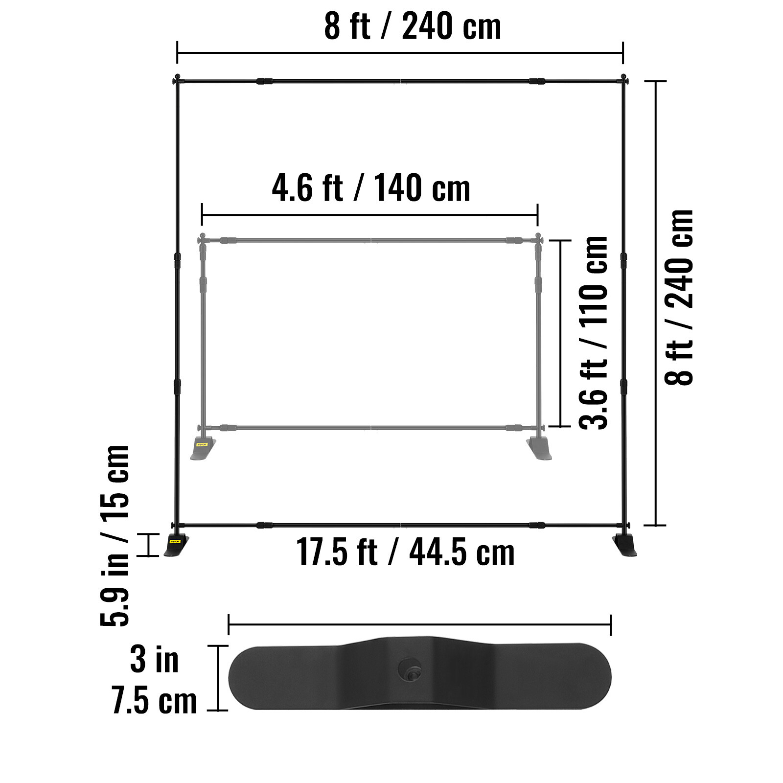 8 x 8Ft Banner Stand Heavy-Duty Step and Repeat Backdrop Telescopic Adjustable