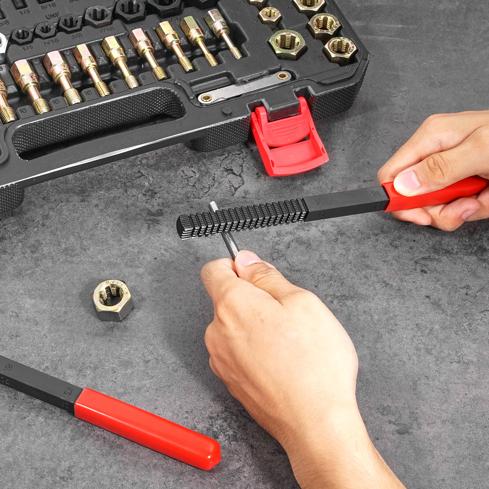 VEVOR 61PCS Thread Chaser Set UNC UNF Metric Thread Restorer Tool Rethreading