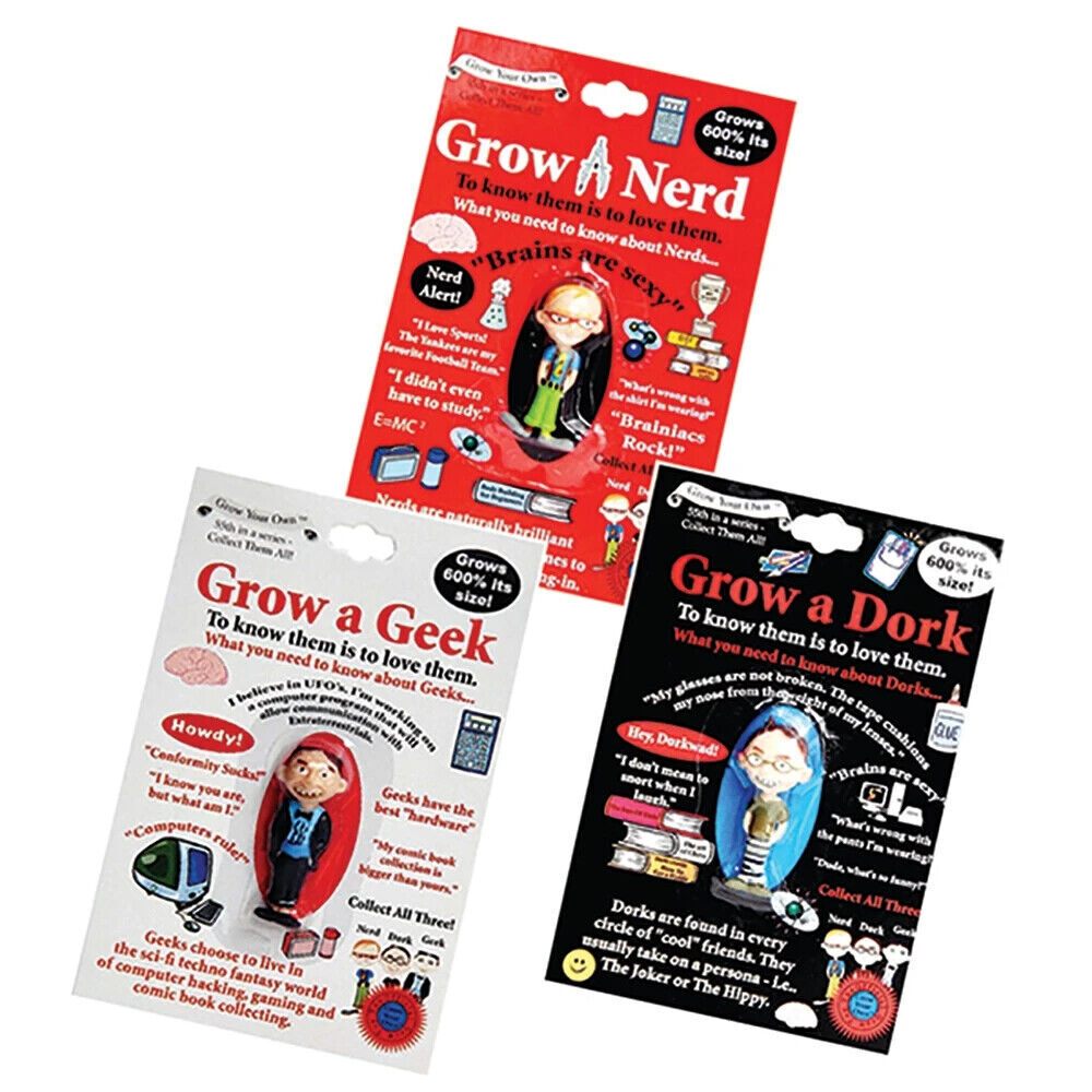 SET OF 3 Grow your own  DORK - NERD - GEEK - Fun Gag Joke Novelty