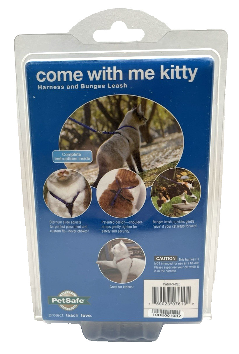 PetSafe® Come With Me Kitty~Harness Bungee Leash~Red/Cranberry~Small up 12LBS