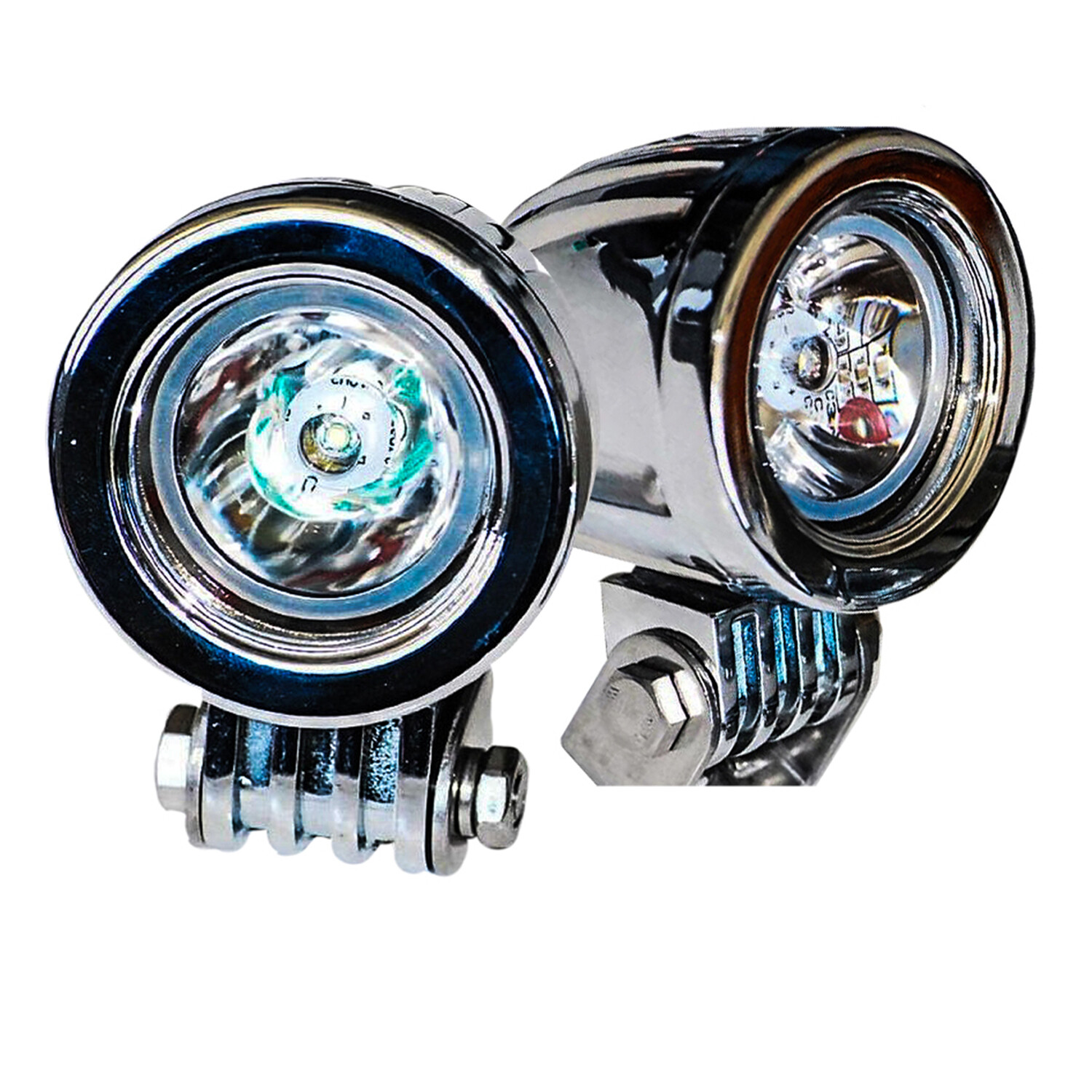 Chrome 20w LED lights spot motorcycle cruiser fog hid passing running white xl