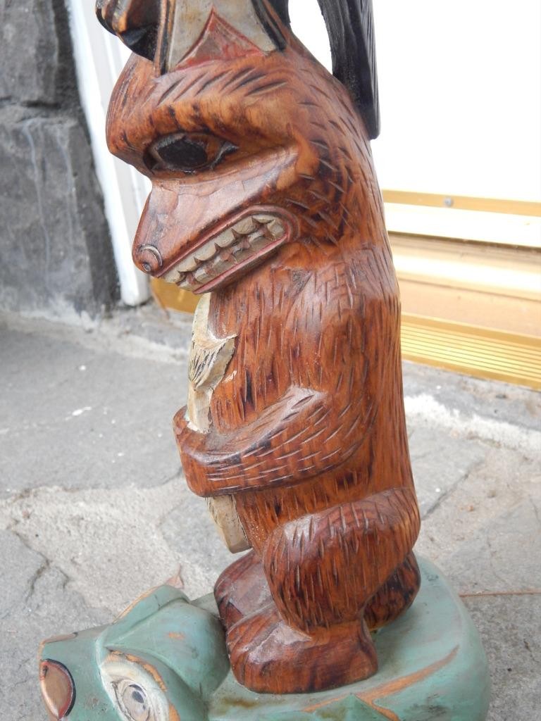 LARGE MUSEUM GRADE 4-5 FIGURE TLINGIT NWC INDIAN WOOD TOTEM POLE MODEL