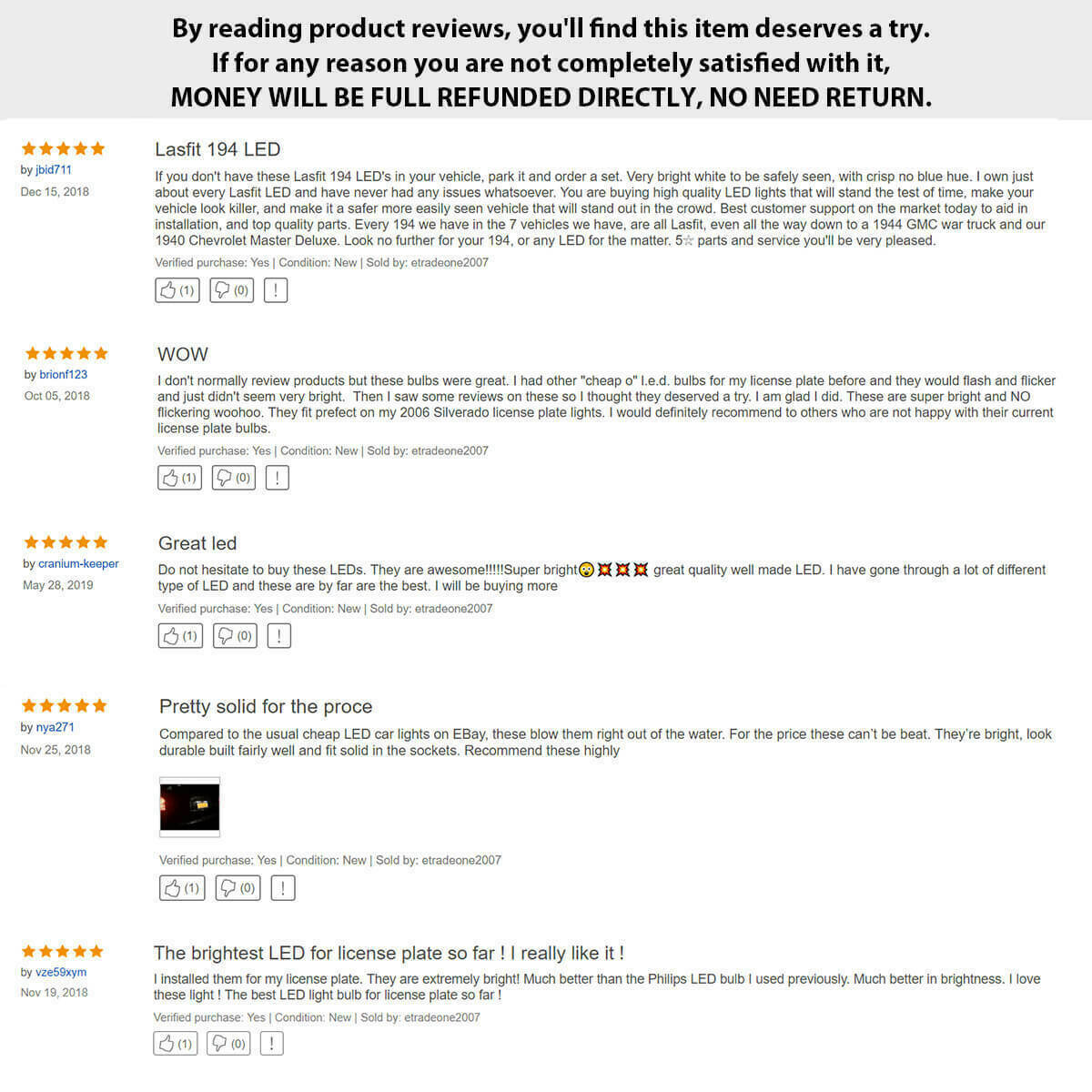 LASFIT T10 LED License Plate Light Bulbs 6000K Super Bright White 168 2825 194