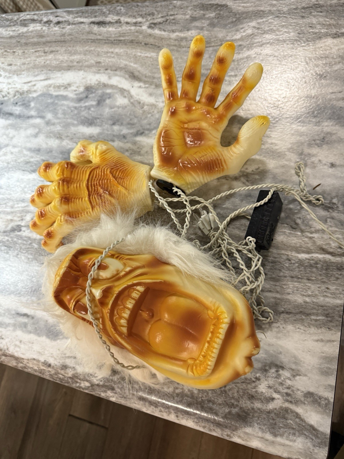 Vtg Blow Mold "Marcus The Carcass" Halloween Light Up Tested Face Hands Only