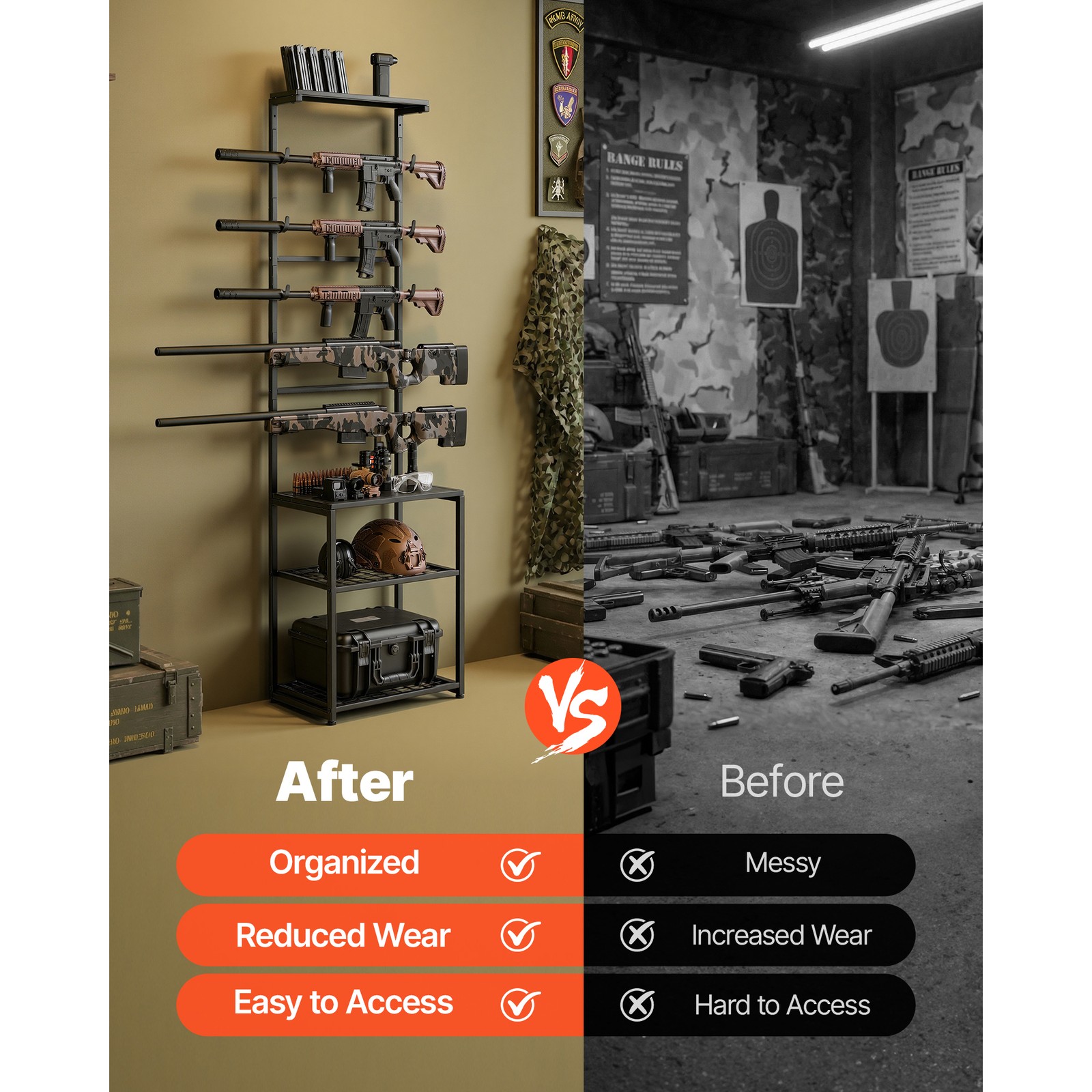 Uimoso Freestanding Indoor Gun Rack for Wall-Mounted Gun Display