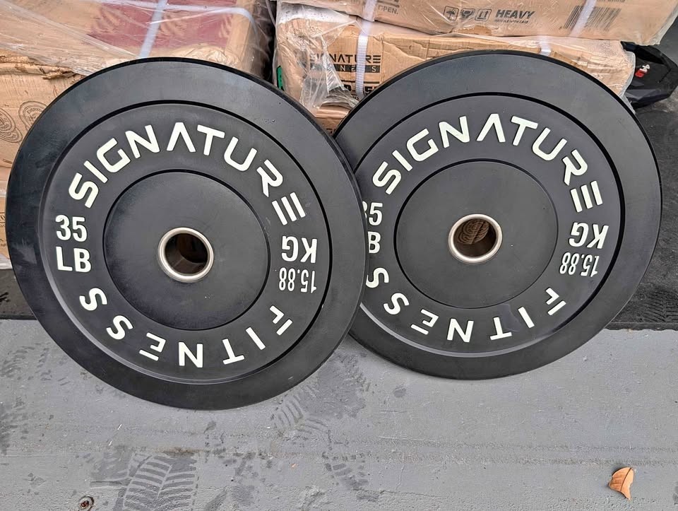 35LB Olympic Bumper Plates Pair, 2-Inch Rubber Olympic Weight Plates