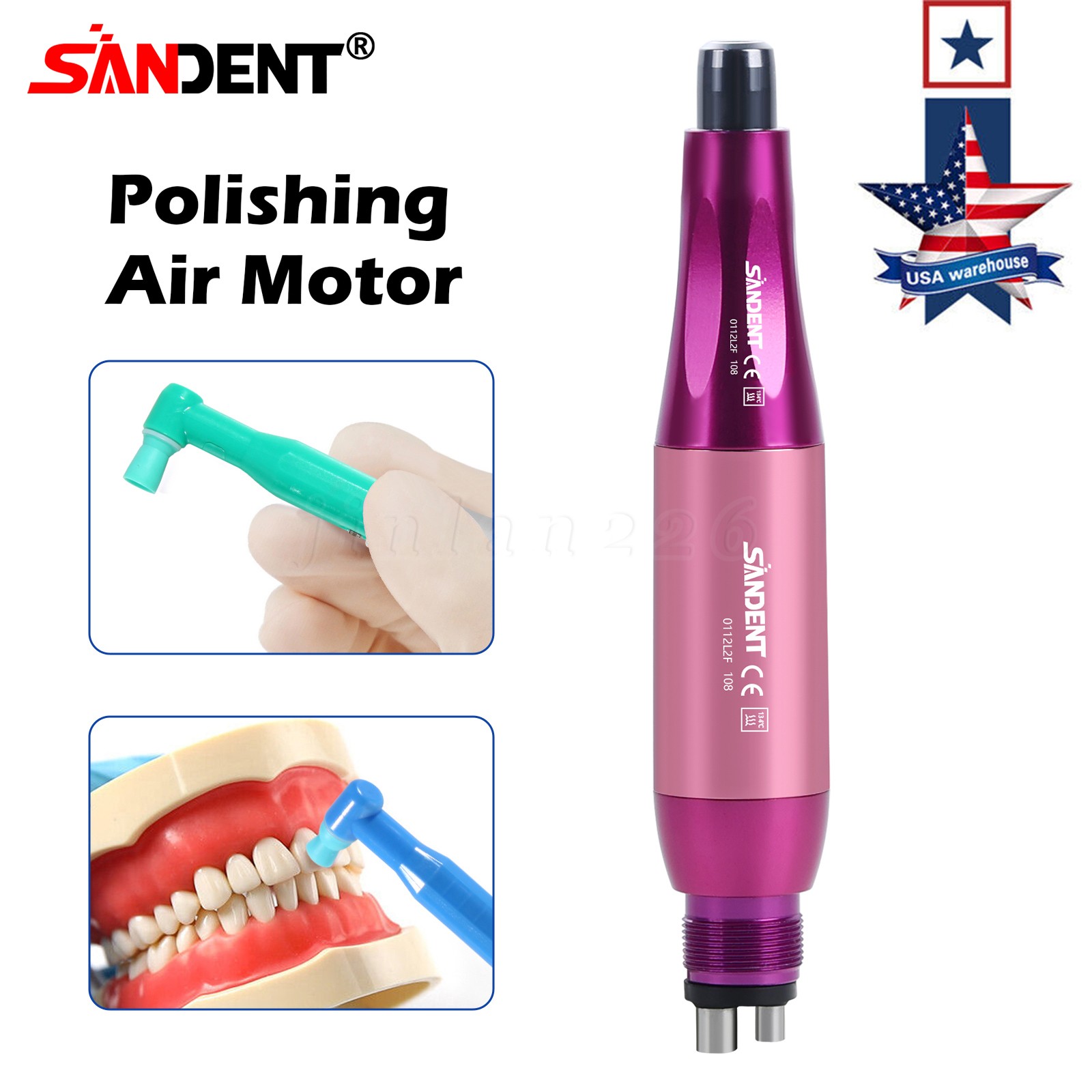 SANDENT Dental 4:1 Hygiene Prophy Handpiece 4Hole Air Motor Nose Cone 360°Swivel