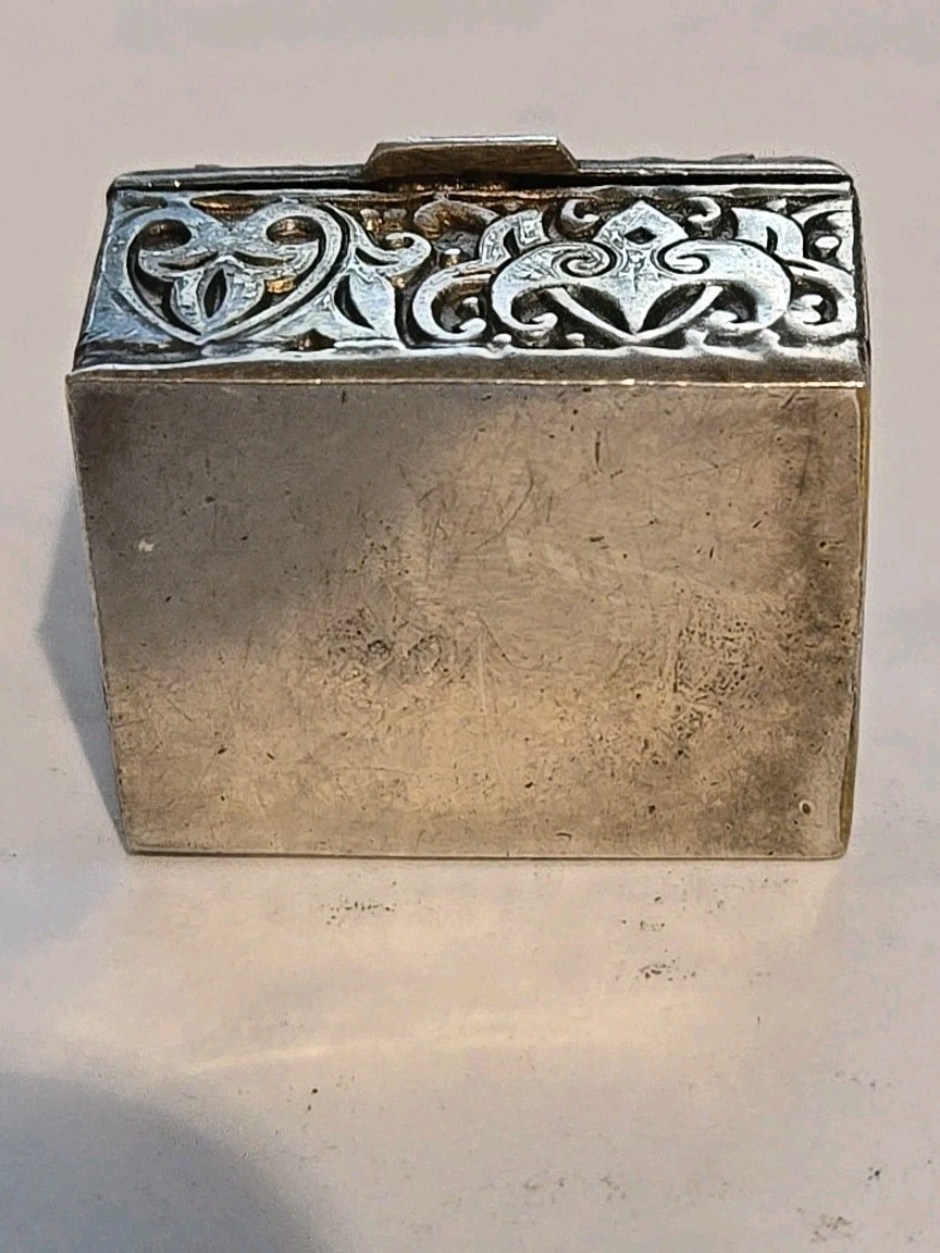 Antique Miniature Repoussé Domed Hinged Box Casket Sterling Silver