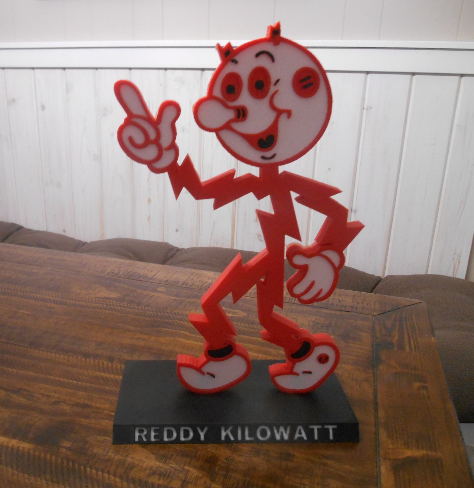 Reddy Kilowatt real big Plastic Stand Up Figure with base 16 inches tall