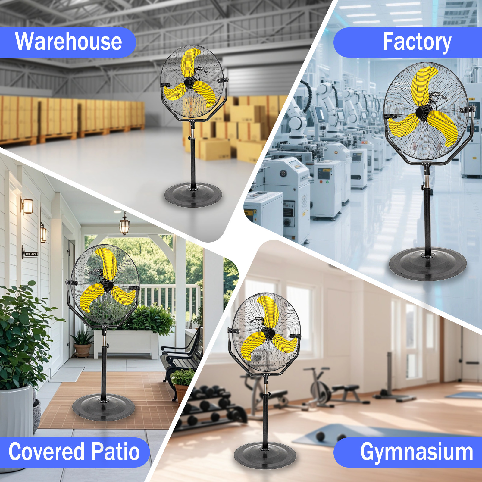 30" Pedestal Fan, Powerful Heavy Duty, Commercial Fan for Warehouses, Factories