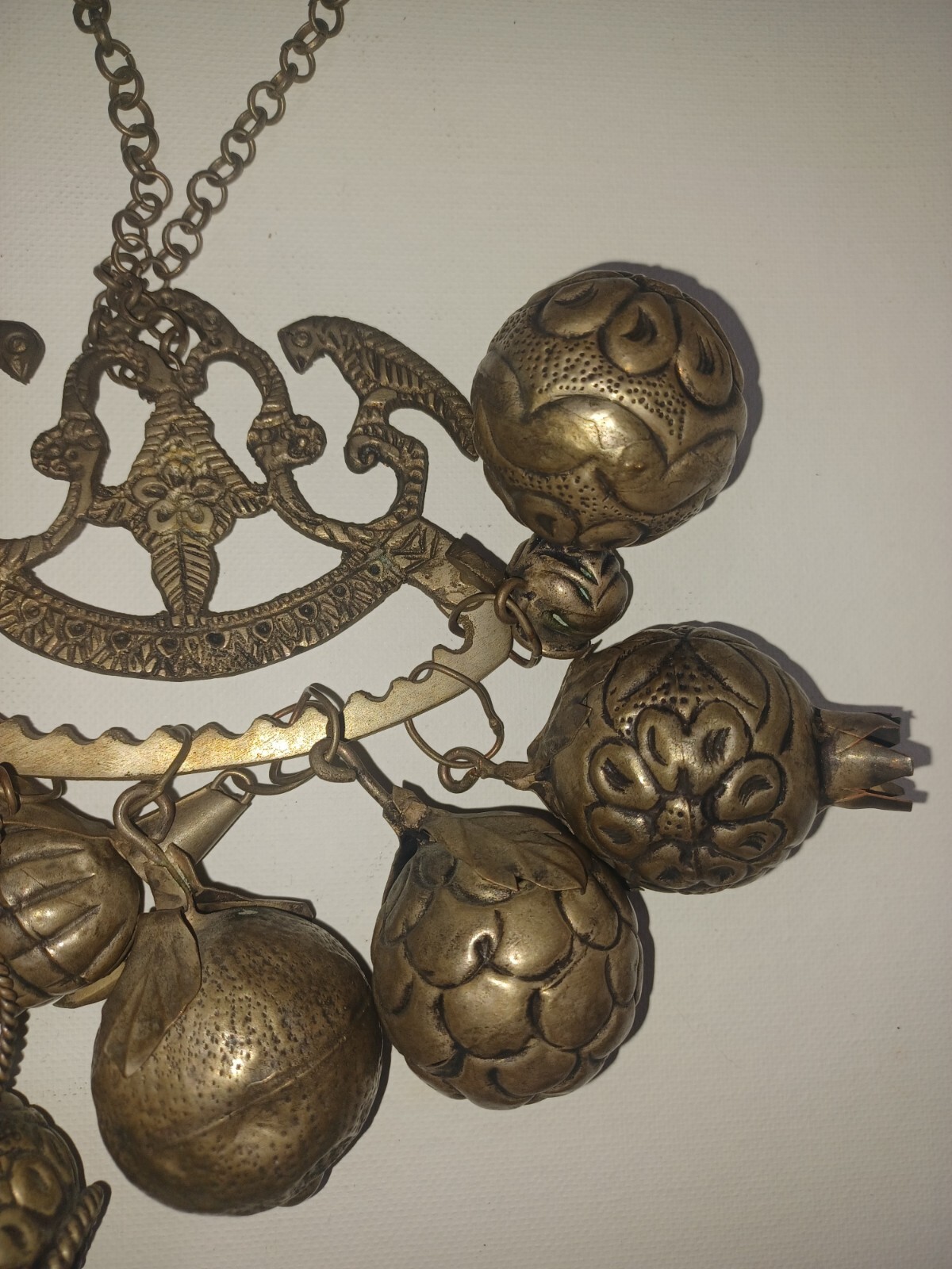 Brazilian Penca de Balangandan Silver on Brass 10 Charms Brazil