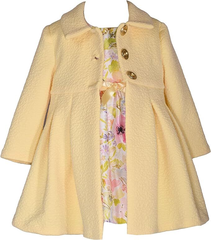 Bonnie Jean Baby Girls Sleeveless Floral Shantung Easter Coat Yellow Dress